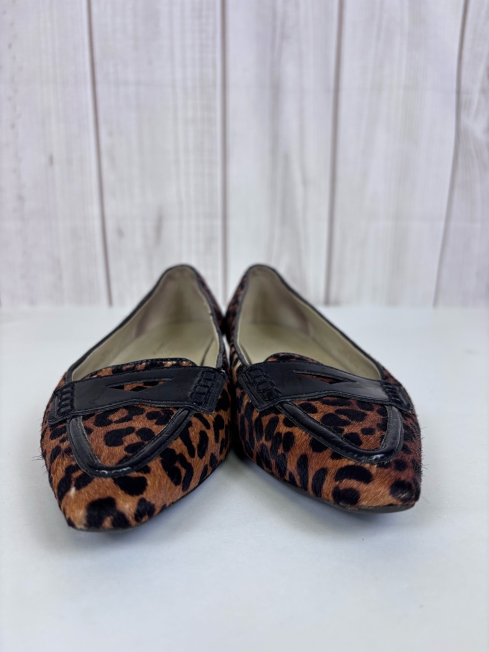 Talbots Leopard Print Calf Hair Flats Pointed Toe Dressy Shoe Brown Black Sz 8.5 - Picture 7 of 16